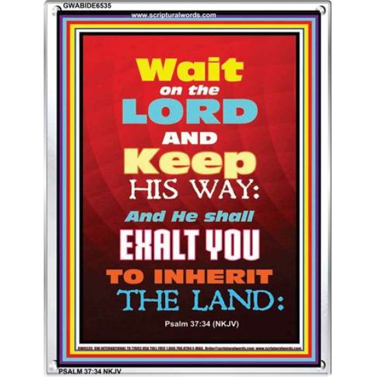 WAIT ON THE LORD   Bible Verses Wall Art Acrylic Glass Frame   (GWABIDE 6535)   