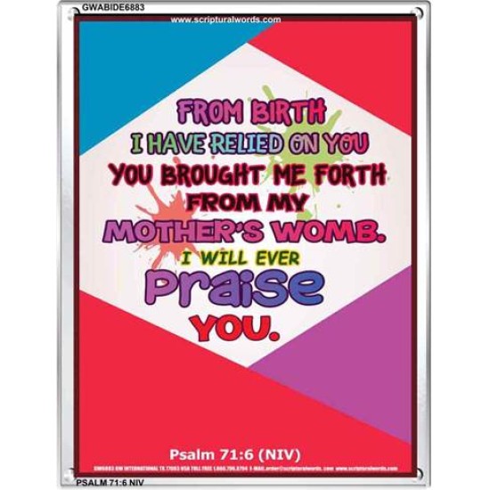 YOU BROUGHT ME FROM MY MOTHERS WOMB   Biblical Art Acrylic Glass Frame    (GWABIDE 6883)   