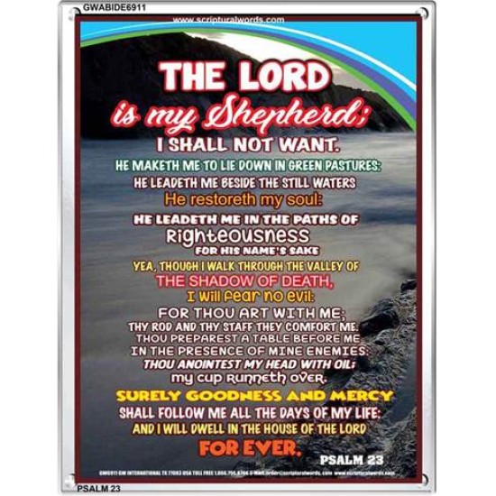 THE LORD IS MY SHEPHERD   Scripture Art Acrylic Glass Frame   (GWABIDE 6911)   