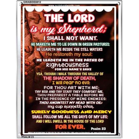 THE LORD IS MY SHEPHERD   Christian Artwork Acrylic Glass Frame   (GWABIDE 6912)   