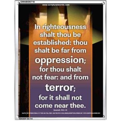 YOU SHALL BE FAR FROM OPPRESSION   Bible Verses Frame Online   (GWABIDE 718)   