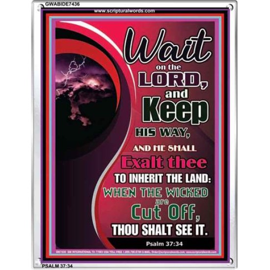 WAIT ON THE LORD   Framed Bible Verse Online   (GWABIDE 7436)   