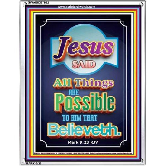 ALL THINGS ARE POSSIBLE   Bible Verses Wall Art Acrylic Glass Frame   (GWABIDE 7932)   