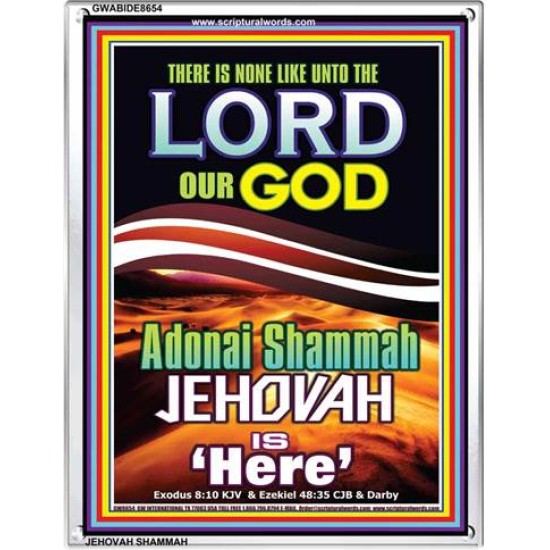 ADONAI JEHOVAH SHAMMAH GOD IS HERE   Framed Hallway Wall Decoration   (GWABIDE 8654)   