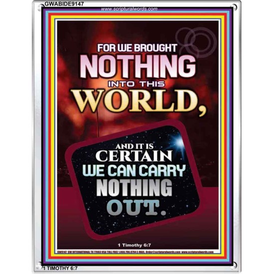 WE BROUGHT NOTHING TO THE WORLD   Frame Scriptures Dcor   (GWABIDE 9147)   