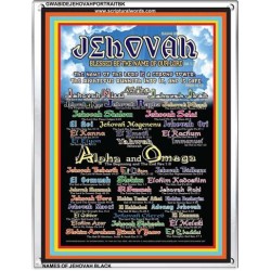NAMES OF JEHOVAH WITH BIBLE VERSES  Acrylic Glass Frame   (GWABIDE JEHOVAHPORTRAITBK)   "16X24"
