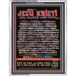 NAMES OF JESUS CHRIST WITH BIBLE VERSES IN YORUBA LANGUAGE {Oruko Jesu Kristi}   Scriptures Wall Art   (GWABIDE NAMESOFCHRISTYORUBA)   "16X24"