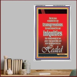 WOUNDED FOR OUR TRANSGRESSIONS   Acrylic Glass Framed Bible Verse   (GWAMAZEMENT1044)   "24X32"