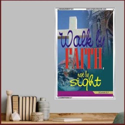 WALK BY FAITH   Inspirational Wall Art Wooden Frame   (GWAMAZEMENT1631)   "24X32"