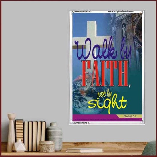 WALK BY FAITH   Inspirational Wall Art Wooden Frame   (GWAMAZEMENT1631)   