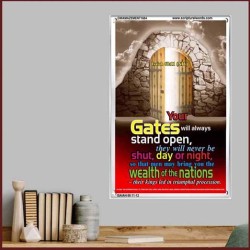 YOUR GATES WILL ALWAYS STAND OPEN   Large Frame Scripture Wall Art   (GWAMAZEMENT1684)   "24X32"