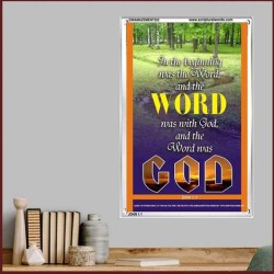 THE WORD WAS GOD   Inspirational Wall Art Wooden Frame   (GWAMAZEMENT252)   
