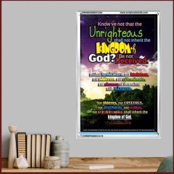 UNRIGHTEOUS SHALL NOT INHERIT THE KINGDOM   Large Framed Scripture Wall Art   (GWAMAZEMENT3204)   "24X32"