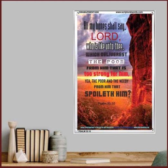 WHO IS LIKE UNTO THEE   Biblical Art Acrylic Glass Frame   (GWAMAZEMENT4500)   