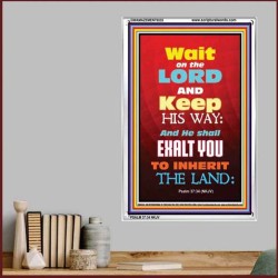 WAIT ON THE LORD   Bible Verses Wall Art Acrylic Glass Frame   (GWAMAZEMENT6535)   "24X32"