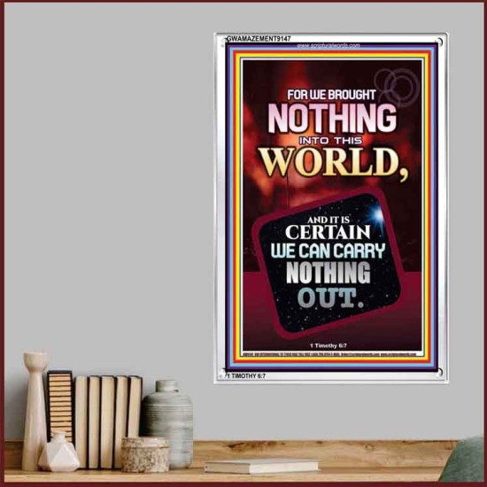 WE BROUGHT NOTHING TO THE WORLD   Frame Scriptures Dcor   (GWAMAZEMENT9147)   