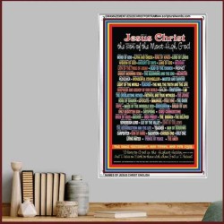 NAMES OF JESUS CHRIST WITH BIBLE VERSES    Religious Art Acrylic Glass Frame   (GWAMAZEMENTJESUSCHRISTPORTRAIT)   "24X32"