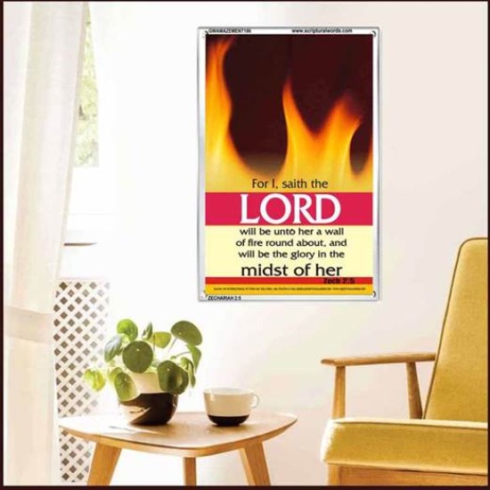 WALL OF FIRE ROUND ABOUT YOU   Bible Verses Poster   (GWAMAZEMENT186)   