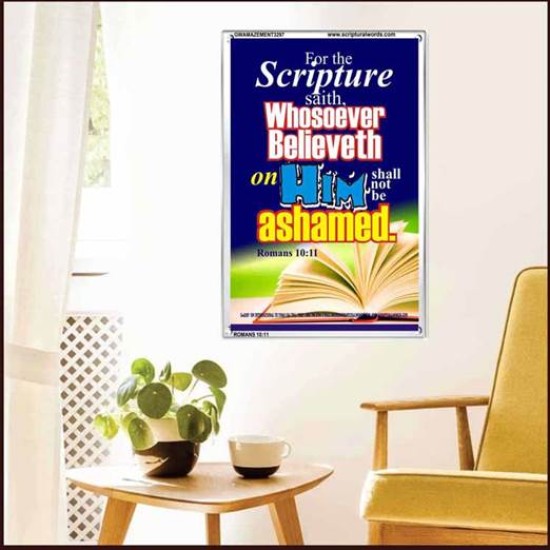 WHOSOEVER BELIEVETH   Acrylic Glass Frame Scripture Art   (GWAMAZEMENT3297)   