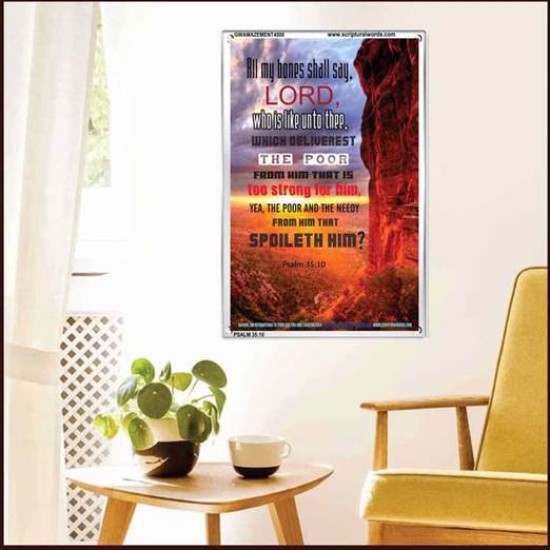 WHO IS LIKE UNTO THEE   Biblical Art Acrylic Glass Frame   (GWAMAZEMENT4500)   