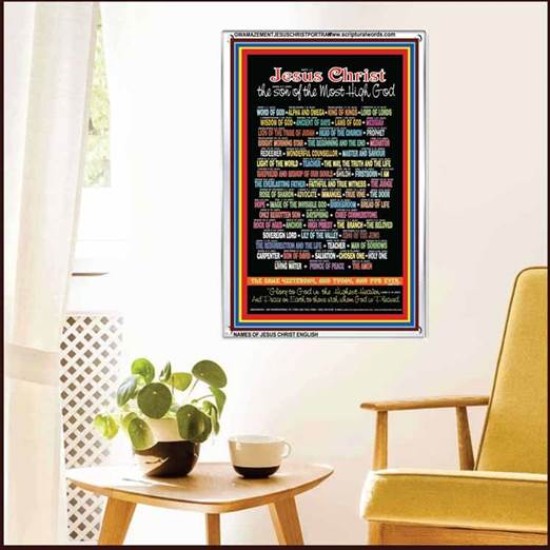 NAMES OF JESUS CHRIST WITH BIBLE VERSES    Religious Art Acrylic Glass Frame   (GWAMAZEMENTJESUSCHRISTPORTRAIT)   