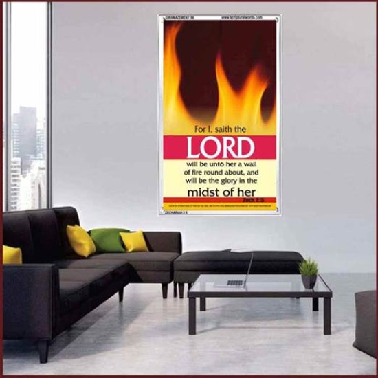 WALL OF FIRE ROUND ABOUT YOU   Bible Verses Poster   (GWAMAZEMENT186)   