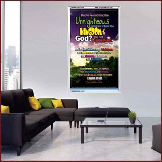 UNRIGHTEOUS SHALL NOT INHERIT THE KINGDOM   Large Framed Scripture Wall Art   (GWAMAZEMENT3204)   