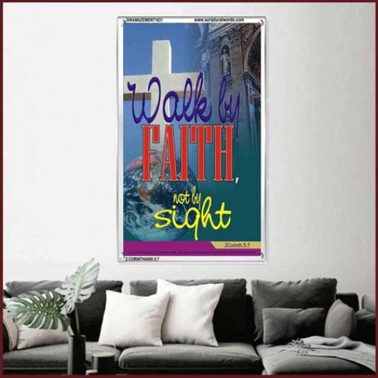 WALK BY FAITH   Inspirational Wall Art Wooden Frame   (GWAMAZEMENT1631)   