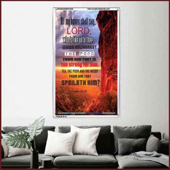 WHO IS LIKE UNTO THEE   Biblical Art Acrylic Glass Frame   (GWAMAZEMENT4500)   