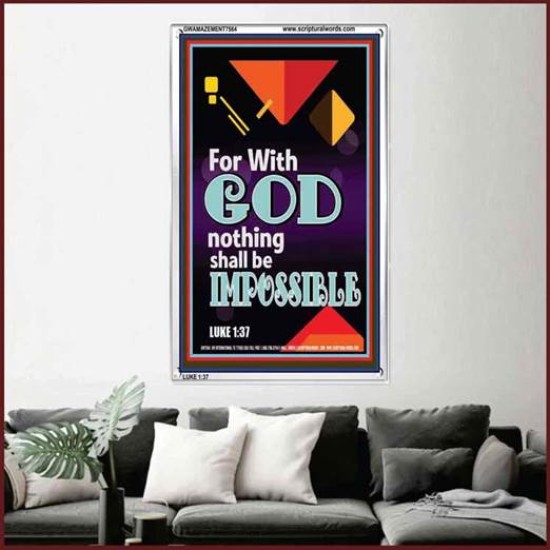 WITH GOD NOTHING SHALL BE IMPOSSIBLE   Frame Bible Verse   (GWAMAZEMENT7564)   