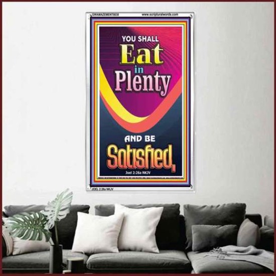 YOU SHALL EAT IN PLENTY   Inspirational Bible Verse Framed   (GWAMAZEMENT8030)   
