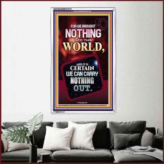 WE BROUGHT NOTHING TO THE WORLD   Frame Scriptures Dcor   (GWAMAZEMENT9147)   