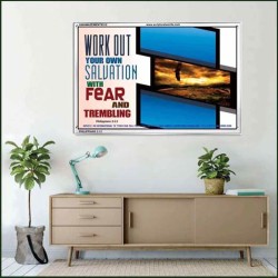 WORK OUT YOUR SALVATION   Biblical Art Acrylic Glass Frame   (GWAMAZEMENT5312)   "24X32"