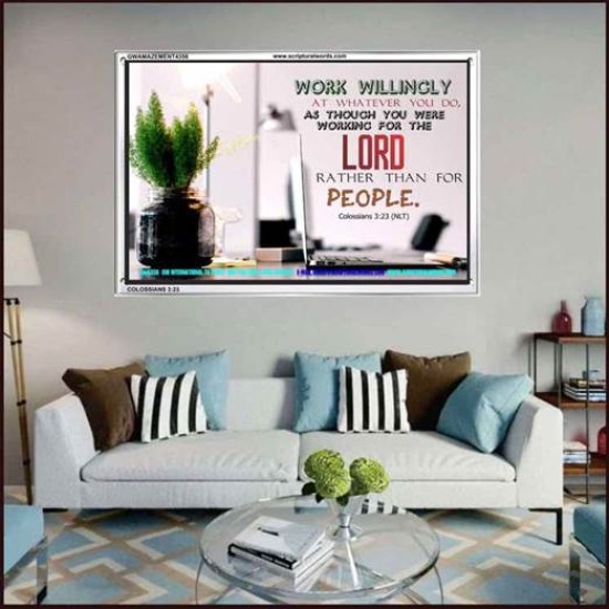 WORKING AS FOR THE LORD   Bible Verse Frame   (GWAMAZEMENT4356)   