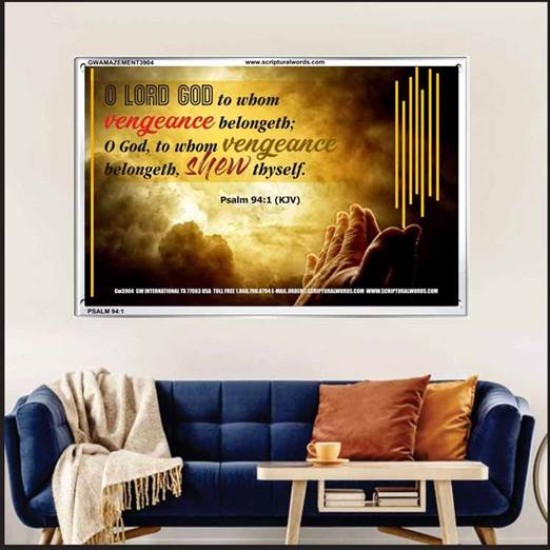 VENGEANCE BELONGS TO GOD   Acrylic Glass Frame Scripture Art   (GWAMAZEMENT3904)   