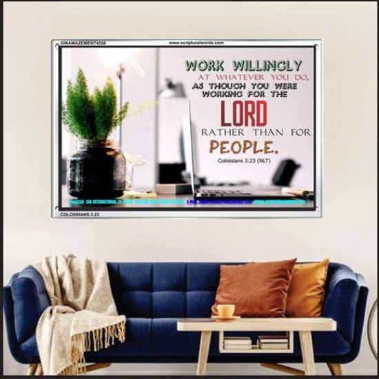 WORKING AS FOR THE LORD   Bible Verse Frame   (GWAMAZEMENT4356)   