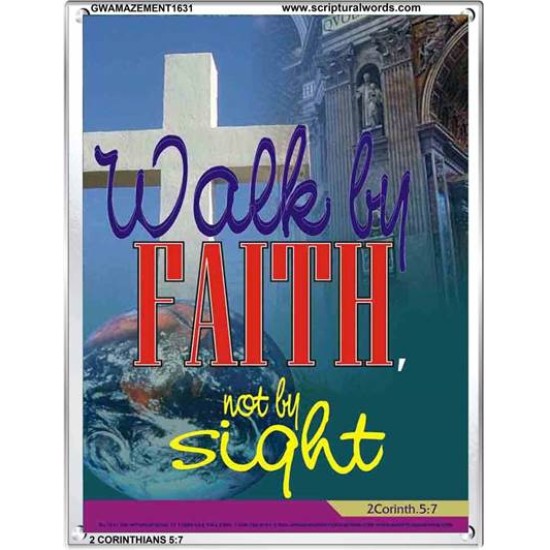 WALK BY FAITH   Inspirational Wall Art Wooden Frame   (GWAMAZEMENT1631)   