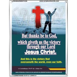 VICTORY THROUGH OUR LORD JESUS CHRIST   Encouraging Bible Verses Framed   (GWAMAZEMENT3238)   "24X32"