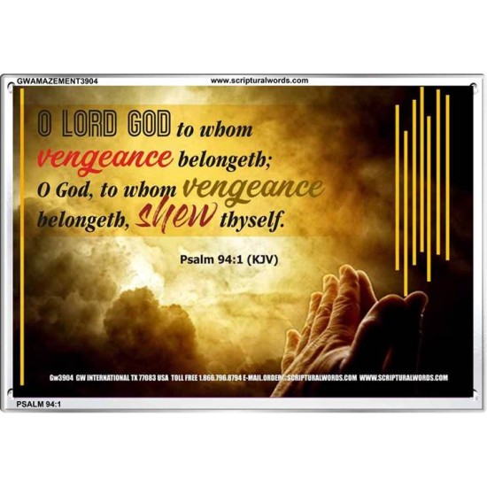 VENGEANCE BELONGS TO GOD   Acrylic Glass Frame Scripture Art   (GWAMAZEMENT3904)   