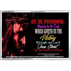 VICTORY BY THE BLOOD OF JESUS   Bible Scriptures on Love Acrylic Glass Frame   (GWAMAZEMENT4021)   "24X32"