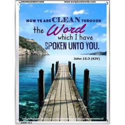 YE ARE CLEAN THROUGH THE WORD   Contemporary Christian poster   (GWAMAZEMENT4050)   