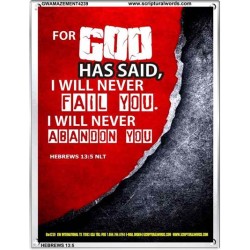 WILL NEVER FAIL YOU   Framed Scripture Dcor   (GWAMAZEMENT4239)   "24X32"