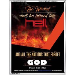 THE WICKED SHALL BE TURNED INTO HELL   Large Frame Scripture Wall Art   (GWAMAZEMENT4994)   