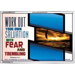 WORK OUT YOUR SALVATION   Biblical Art Acrylic Glass Frame   (GWAMAZEMENT5312)   "24X32"