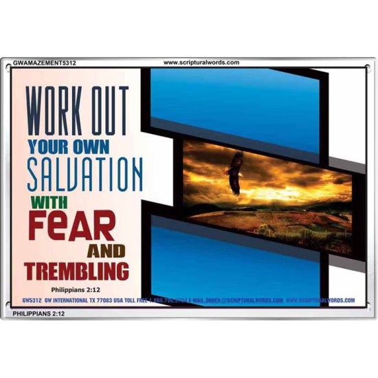 WORK OUT YOUR SALVATION   Biblical Art Acrylic Glass Frame   (GWAMAZEMENT5312)   