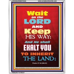 WAIT ON THE LORD   Bible Verses Wall Art Acrylic Glass Frame   (GWAMAZEMENT6535)   "24X32"