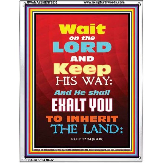 WAIT ON THE LORD   Bible Verses Wall Art Acrylic Glass Frame   (GWAMAZEMENT6535)   