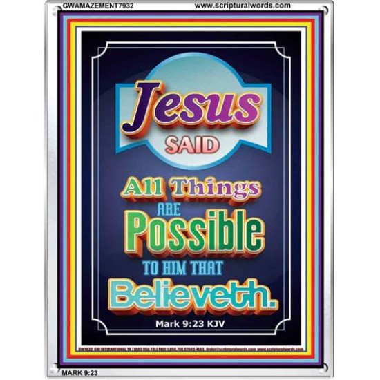 ALL THINGS ARE POSSIBLE   Bible Verses Wall Art Acrylic Glass Frame   (GWAMAZEMENT7932)   