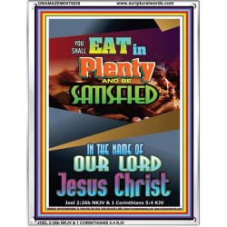 YOU SHALL EAT IN PLENTY   Bible Verses Frame for Home   (GWAMAZEMENT8038)   "24X32"