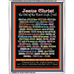 NAMES OF JESUS CHRIST WITH BIBLE VERSES    Religious Art Acrylic Glass Frame   (GWAMAZEMENTJESUSCHRISTPORTRAIT)   "24X32"